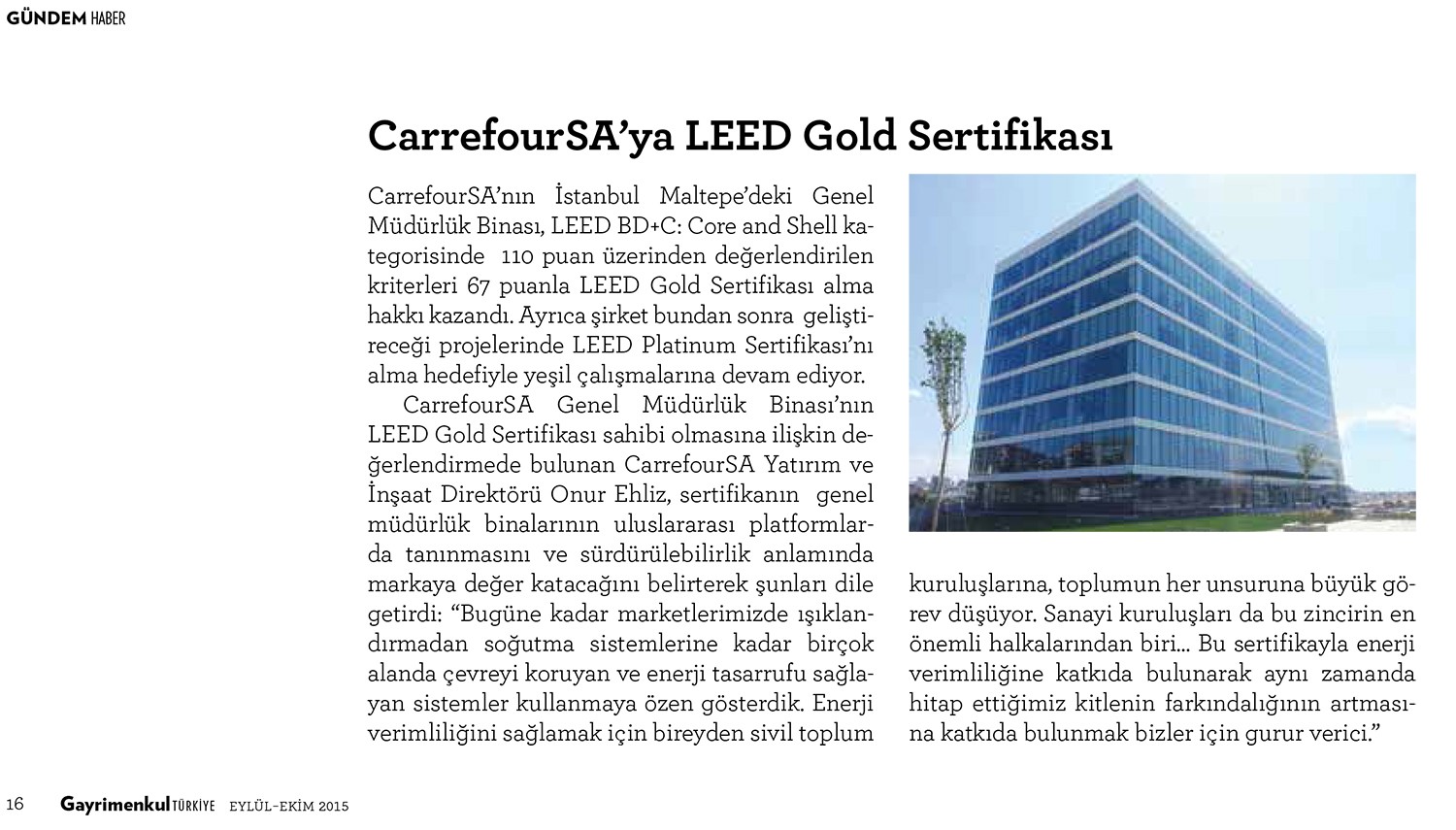 LEED Gold Certificate to CarrefourSA